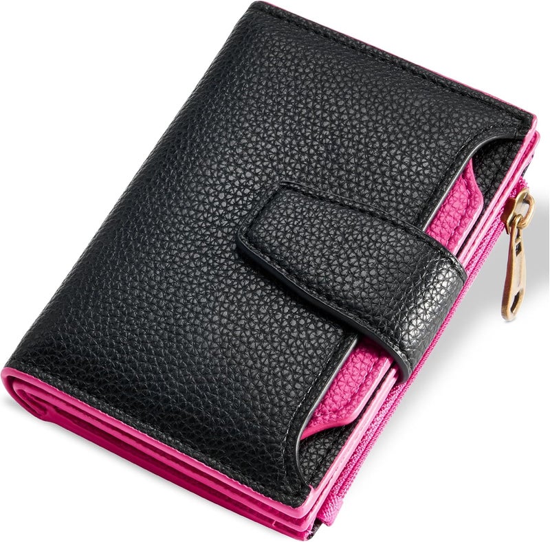 Airkit Small Wallet Women RFID Blocking Soft Leather Bifold Compact Card Holder Wallet for Women with Zipper Coin Pocket 4 ID Window - Image 1